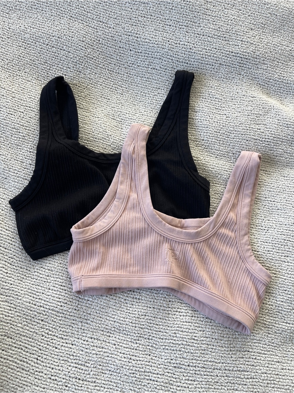 PINK Victoria’s Secret Ribbed Scoop Bralette Bundle Pink & Black XS/S